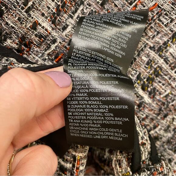 H&M Frayed Tweed Sequin Cropped Jacket Open-front Blazer Size 6 - Picture 9 of 12